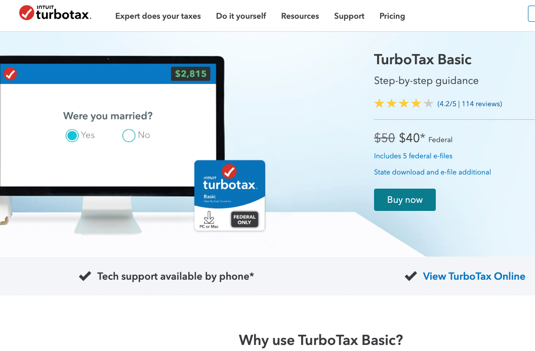 TurboTax software savings