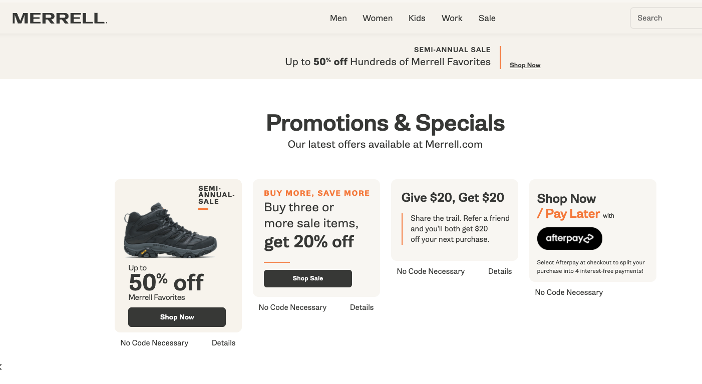 ways to save at Merrell
