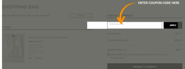 where to enter your American Eagle promo code?