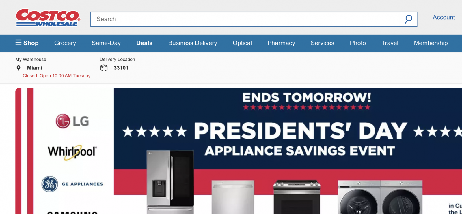 Costco presidents day sales event