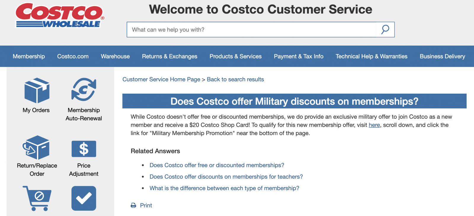 Costco military discount