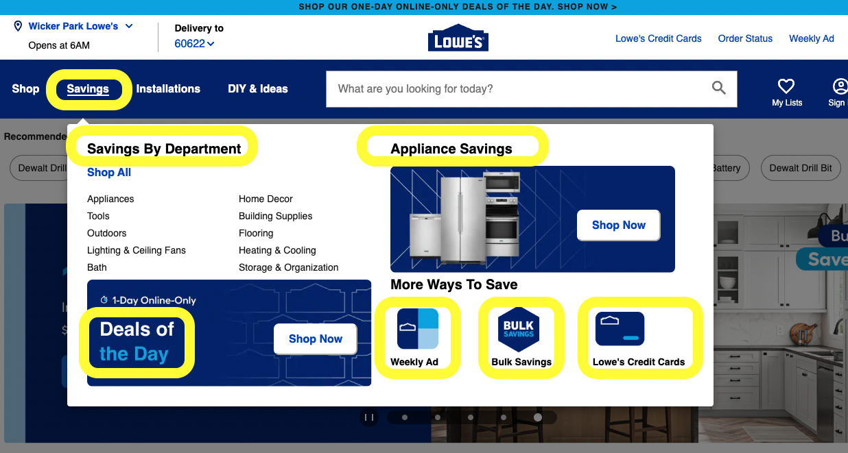 How to find savings at lowe's?